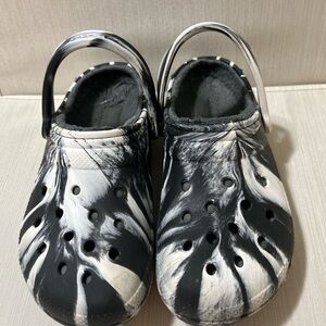 CROCS Black and White Slip-On Loafers